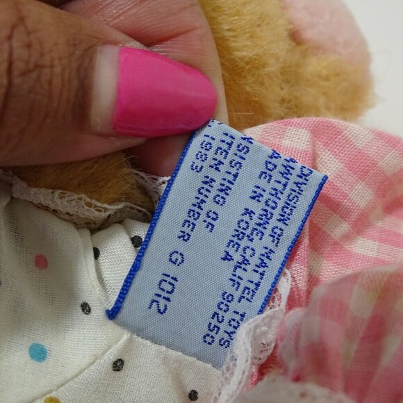 Vintage Mattel Emotions Plush Bear Pink Gingham Outfit 1983 Collectible 12 inch - Picture 5 of 9